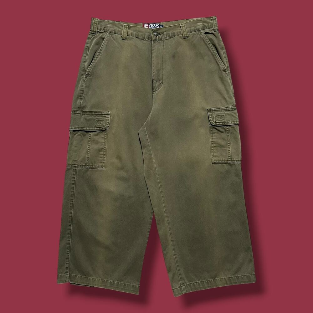 Vintage Cargo Pants 90s Ralph Lauren Chaps Faded Cotton 33x23 Baggy Wide Leg